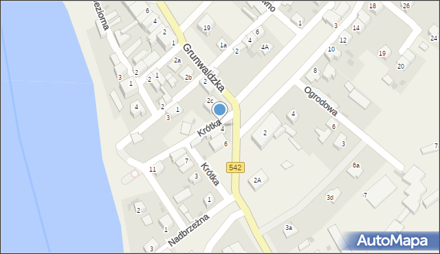 Dąbrówno, Krótka, 4, mapa Dąbrówno