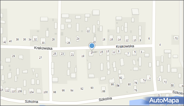 Dachnów, Krakowska, 17, mapa Dachnów
