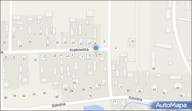 Dachnów, Krakowska, 3, mapa Dachnów