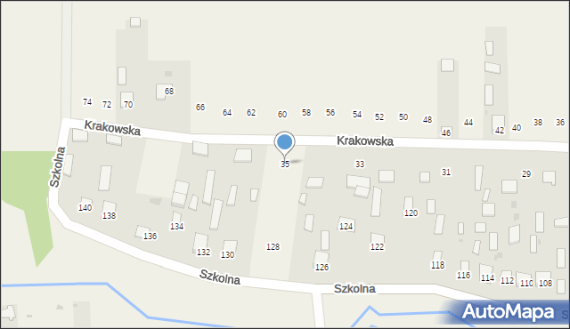 Dachnów, Krakowska, 35, mapa Dachnów