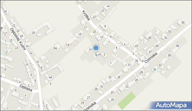 Daniec, Krótka, 9, mapa Daniec