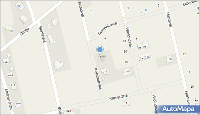 Dawidy Bankowe, Kryształowa, 9, mapa Dawidy Bankowe