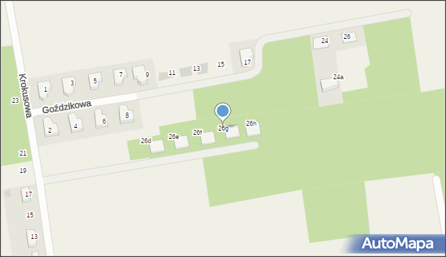 Dębe, Krokusowa, 26g, mapa Dębe