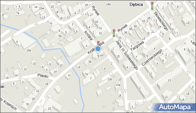 Dębica, Krakowska, 3, mapa Dębicy