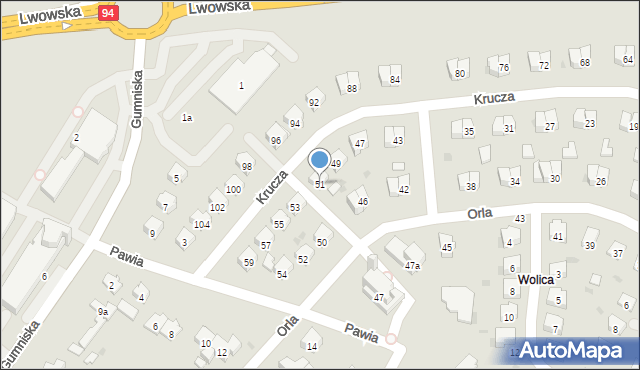 Dębica, Krucza, 51, mapa Dębicy