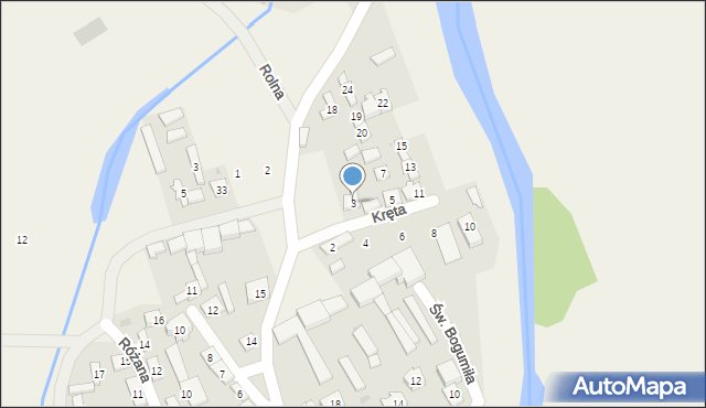 Dobrów, Kręta, 3, mapa Dobrów