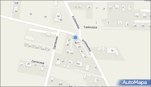 Dobrzyniewo Fabryczne, Królewska, 85, mapa Dobrzyniewo Fabryczne