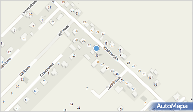 Dojazdów, Krakowska, 36, mapa Dojazdów