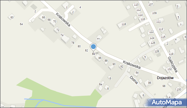 Dojazdów, Krakowska, 84, mapa Dojazdów