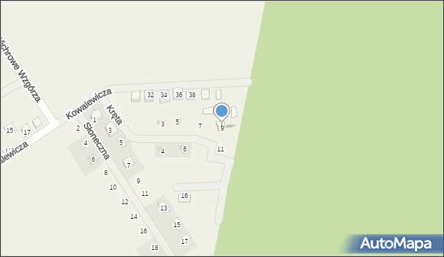 Dominice, Kręta, 9, mapa Dominice