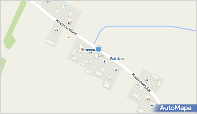 Drochów Górny, Krasnowiecka, 32, mapa Drochów Górny