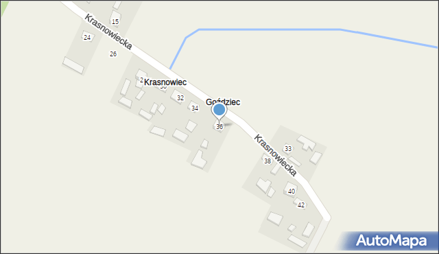 Drochów Górny, Krasnowiecka, 36, mapa Drochów Górny