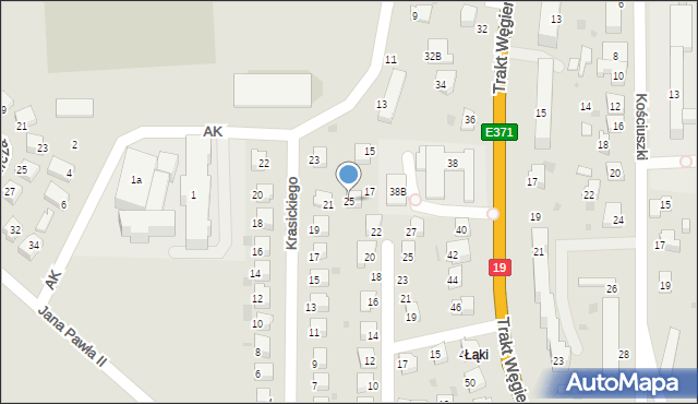 Dukla, Krasickiego Ignacego, bp., 25, mapa Dukla