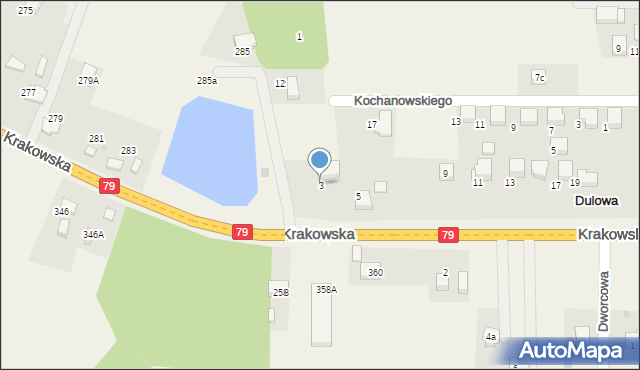 Dulowa, Krakowska, 3, mapa Dulowa