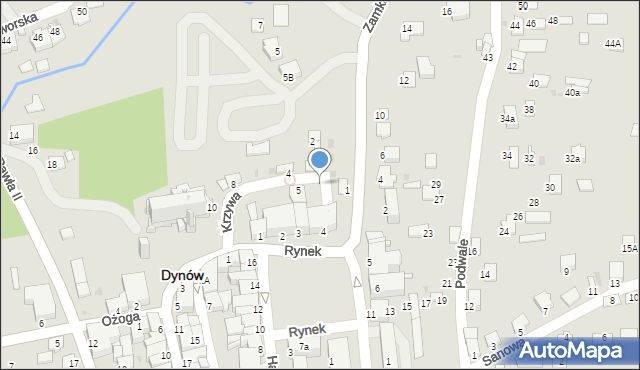 Dynów, Krzywa, 1, mapa Dynów