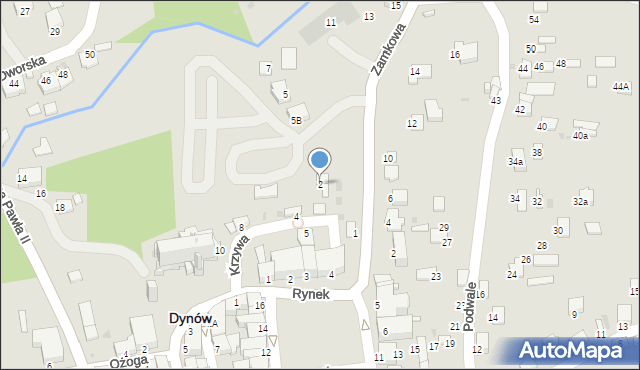 Dynów, Krzywa, 2, mapa Dynów