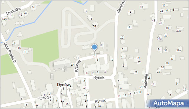 Dynów, Krzywa, 4, mapa Dynów