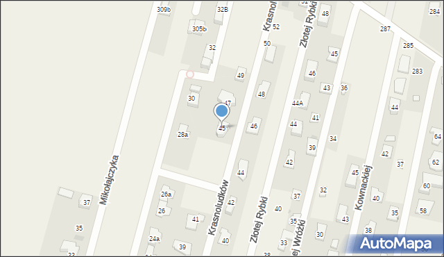 Dziekanów Polski, Krasnoludków, 45, mapa Dziekanów Polski