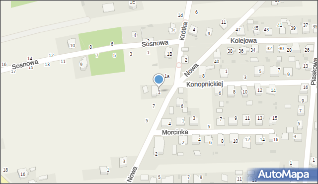 Dziergowice, Krótka, 1, mapa Dziergowice