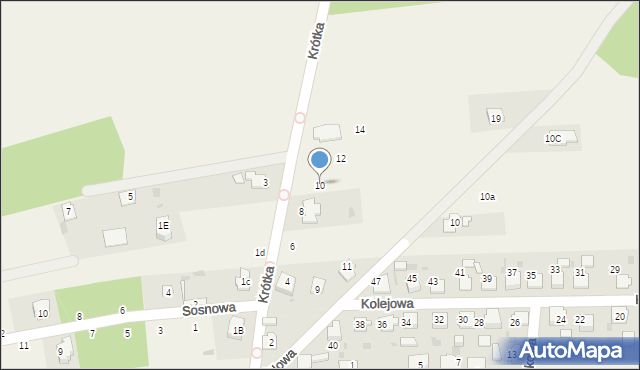 Dziergowice, Krótka, 10, mapa Dziergowice