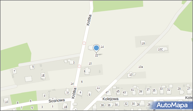 Dziergowice, Krótka, 12, mapa Dziergowice