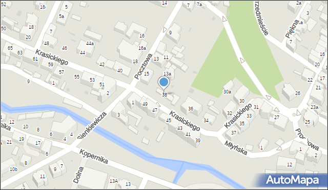 Dzierżoniów, Krasickiego Ignacego, bp., 38, mapa Dzierżoniów