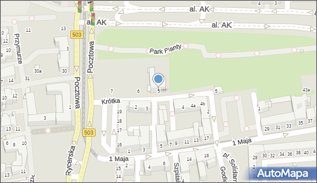 Elbląg, Krótka, 5, mapa Elbląga