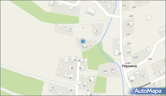 Filipowice, Krótka, 3, mapa Filipowice