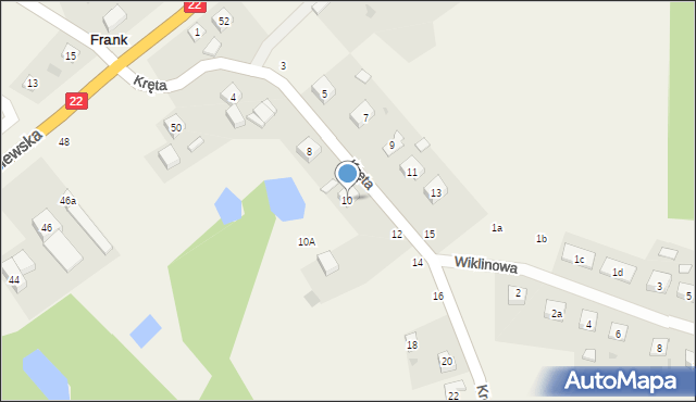 Frank, Kręta, 10, mapa Frank