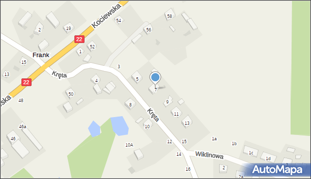 Frank, Kręta, 7, mapa Frank