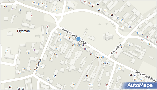 Frydman, Króla Jana III Sobieskiego, 13, mapa Frydman