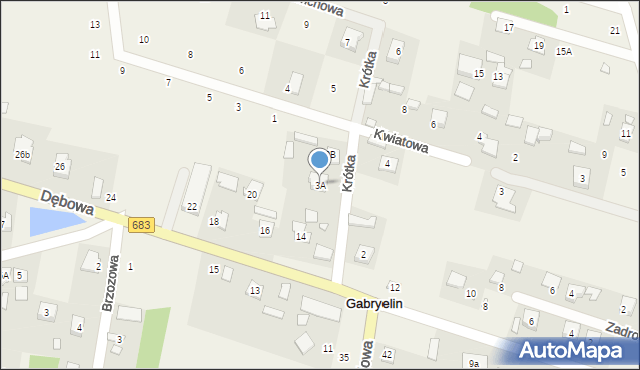 Gabryelin, Krótka, 3A, mapa Gabryelin