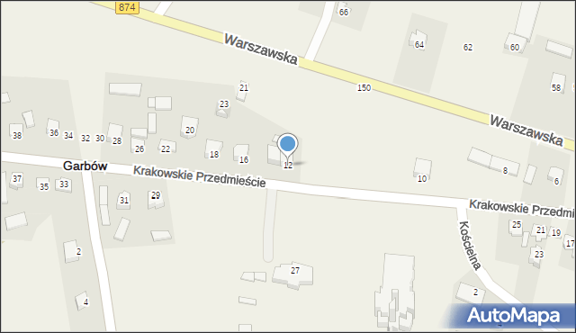 Garbów, Krakowskie Przedmieście, 12, mapa Garbów