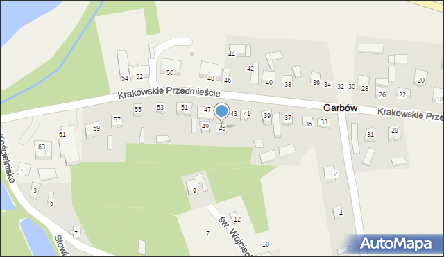 Garbów, Krakowskie Przedmieście, 45, mapa Garbów