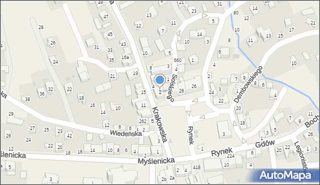Gdów, Krakowska, 2, mapa Gdów