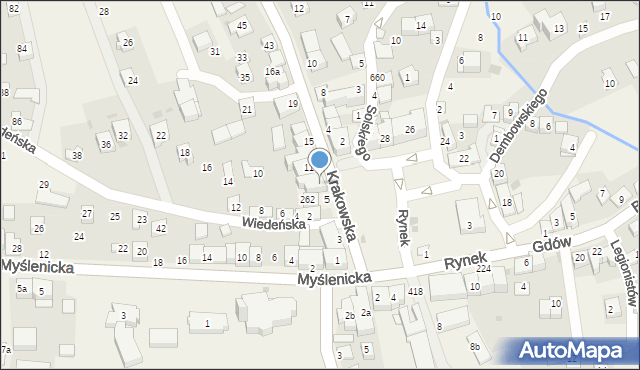 Gdów, Krakowska, 9, mapa Gdów