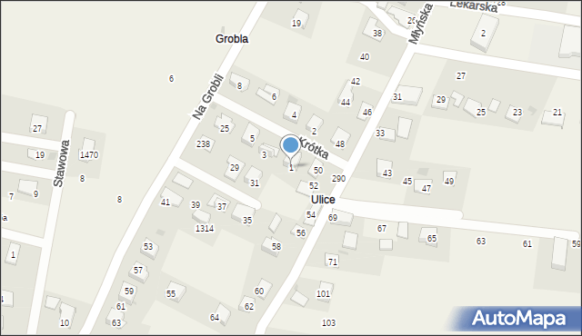 Gdów, Krótka, 1, mapa Gdów