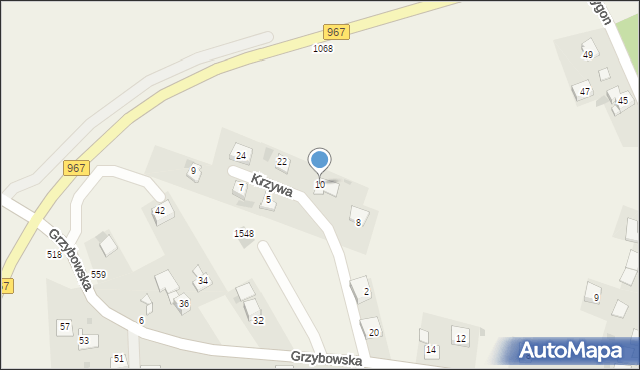 Gdów, Krzywa, 10, mapa Gdów