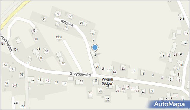 Gdów, Krzywa, 2, mapa Gdów