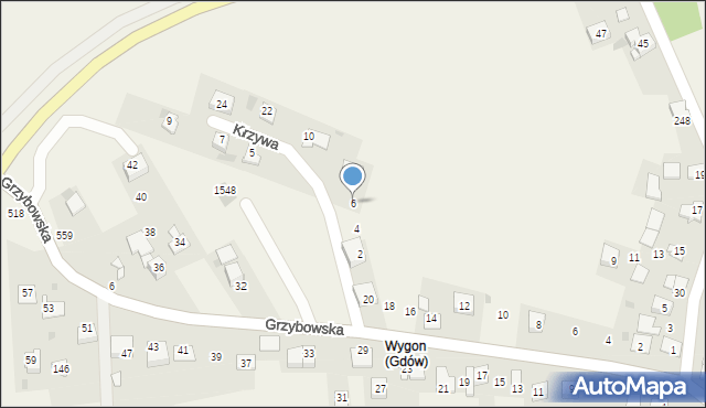 Gdów, Krzywa, 6, mapa Gdów
