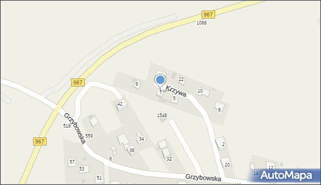 Gdów, Krzywa, 7, mapa Gdów