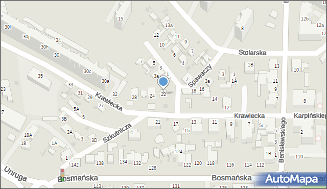 Gdynia, Krawiecka, 22, mapa Gdyni