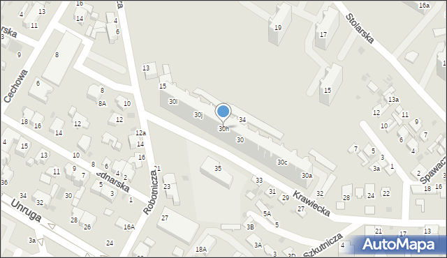 Gdynia, Krawiecka, 30h, mapa Gdyni