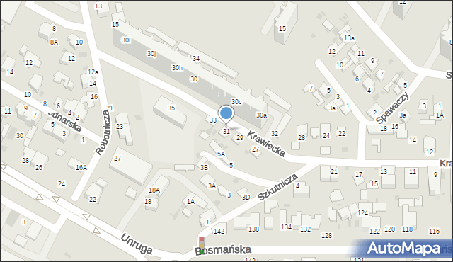 Gdynia, Krawiecka, 31, mapa Gdyni