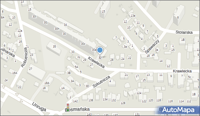 Gdynia, Krawiecka, 32, mapa Gdyni