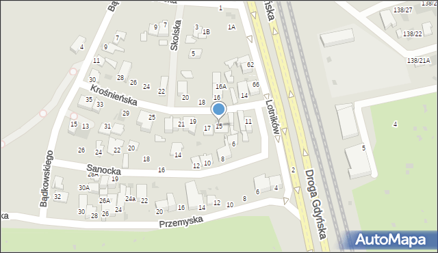 Gdynia, Krośnieńska, 15, mapa Gdyni