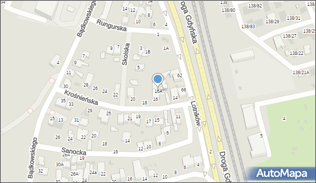 Gdynia, Krośnieńska, 16A, mapa Gdyni