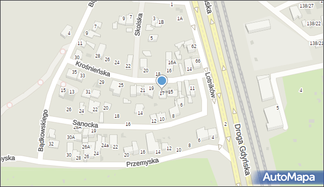 Gdynia, Krośnieńska, 17, mapa Gdyni