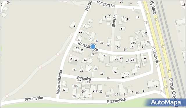Gdynia, Krośnieńska, 29, mapa Gdyni