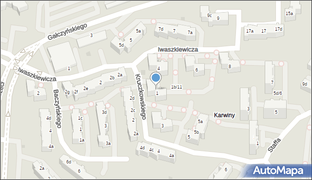 Gdynia, Kruczkowskiego Kazimierza, 1b, mapa Gdyni